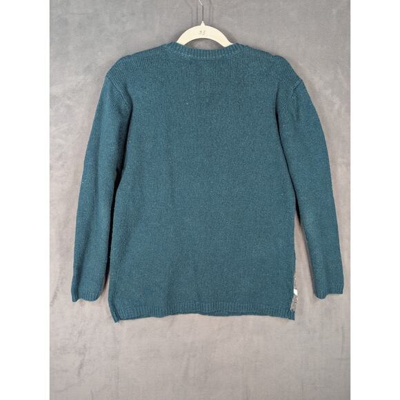 VTG Crystal Kobe Sweater Large Green Chunky Knit Floral Cottagecore - Picture 7 of 7